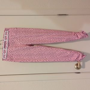 Betsey Johnson Pink and Black Dot Leggings with ruched ankle Size Medium